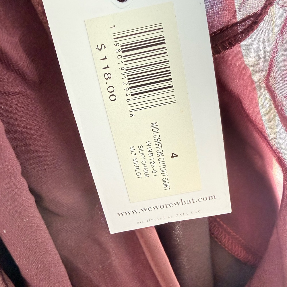 WeWoreWhat Midi Chiffon Cutout Skirt in Merlot - Picture 6 of 7